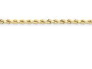 7 Inch 14k 4mm bright cut Rope with Lobster Clasp Chain Bracelet in 14 kt Yellow Gold
