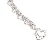 Sterling Silver 7.5inch Polished Fancy Heart Link Bracelet