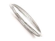 Sterling Silver Rhodium Twisted Textured Intertwined Bangle Bracelet
