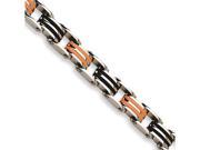 Chisel Stainless Steel Black and Orange Rubber Bracelet 8.75 inches