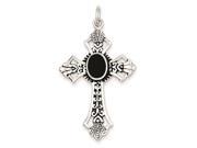 Sterling Silver Onyx Cross Pendant Necklace Chain Included