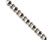 Chisel Stainless Steel 24k Plated and Black Rubber Bracelet 8.75 inches