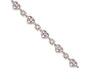 Sterling Silver 7inch Lavender and Pink Cubic Zirconia Bracelet