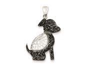 Sterling Silver Black and Clear Cubic Zirconia Dog Pendant Necklace Chain Included