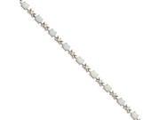 Sterling Silver 7inch White Created Opal and Cubic Zirconia Bracelet