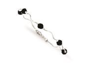 Sterling Silver with Black Swarovski Elements Beads Spiral Bracelet