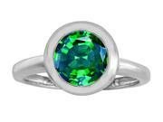 Star K 8mm Round Solitaire Ring with Simulated Emerald in Sterling Silver Size 6