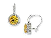 Cheryl M Sterling Silver Checker cut Yellow and White CZ French Wire Earrings