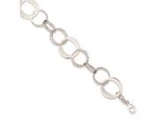 Sterling Silver Polished and Textured Circle Link Bracelet