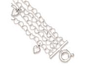 Sterling Silver Polished Multi row Heart Bracelet