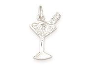 Sterling Silver Cubic Zirconia Martini Pendant Necklace Chain Included
