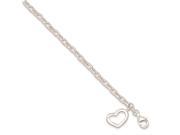 Sterling Silver Small Oval Rolo Link with Heart Bracelet