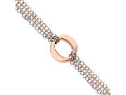Sterling Silver and Rose Multi strand W center Oval Bracelet