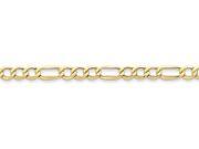 7 Inch 10k 6.6mm Semi solid Figaro Chain Bracelet in 10 kt Yellow Gold