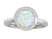 Star K 8mm Round Solitaire Ring with Simulated Opal in Sterling Silver Size 6