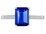 Star K Created Sapphire Solitaire Engagement Ring in 14 kt White Gold Size 7
