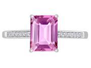 Star K 8x6mm Created Pink Sapphire Solitaire Engagement Ring in 14 kt White Gold Size 6