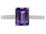 Star K Simulated Alexandrite Solitaire Engagement Ring in 14 kt White Gold Size 5