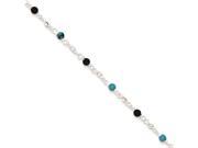 Sterling Silver Onyx turquoise Anklet Bracelet