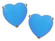 Star K 7mm Heart Shape Simulated Turquoise Earrings Studs in Sterling Silver