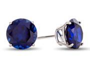 7x7mm Round Created Sapphire Post With Friction Back Stud Earrings in 10 kt White Gold