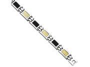 Chisel Stainless Steel 14k Gold Filled Accent and Carbon Fiber 8in Bracelet