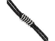 Chisel Stainless Steel Black Rubber and Leather 8.5in Bracelet
