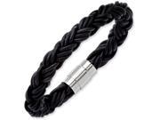 Chisel Stainless Steel Black Leather Bracelet