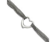 Chisel Stainless Steel Multi row Chain with Heart Toggle Bracelet
