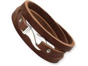 Chisel Stainless Steel Brown Leather Wrap Bracelet