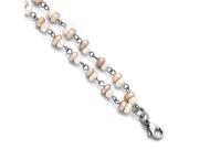 Chisel Stainless Steel Peach Fw Cultured Pearl W 1.5in. Ext. Bracelet