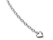 Chisel Stainless Steel Polished Open Link W Heart 8.5in Bracelet