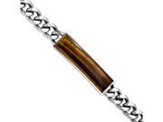 Chisel Stainless Steel Tigers Eye and Polished 8.25in Bracelet