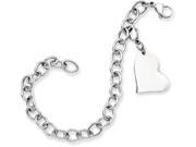 Chisel Stainless Steel Heart Charm 8in Bracelet