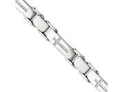 Chisel Stainless Steel Polished and Brushed Cz Cross Bracelet