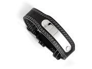 Chisel Stainless Steel and Genuine Black Leather Bracelet
