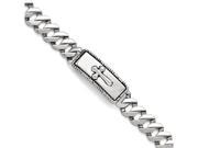 Chisel Stainless Steel Polished and Antiqued Cross Bracelet