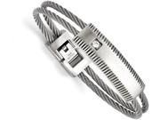 Chisel Stainless Steel Polished and Brushed Cz Wire Bracelet