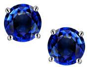Star K 3.00 Cttw Round 7mm Created Sapphire Earring Studs