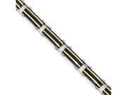 Chisel Stainless Steel Polished W black and Gold Ip Link Bracelet