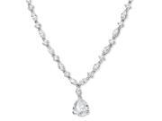 Cheryl M Sterling Silver Pear CZ 17in Necklace