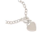 Sterling Silver Oval Link Heart Bracelet