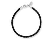 Reflections Sterling Silver Black Leather Lobster Clasp Bead Bracelet 6.25 inches