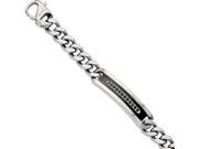 Chisel Stainless Steel Polished Black Ip Black Cz Id Curb Chain Bracelet