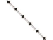 Sterling Silver Black and White Cubic Zirconia Flower Bracelet