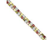 Sterling Silver 7inch Multi colored Cubic Zirconia Bracelet