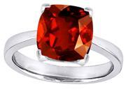 Star K Large 10mm Cushion Cut Solitaire Ring with Simulated Garnet in Sterling Silver Size 8