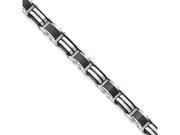 Chisel Stainless Steel Brushed polished W .50in Ext. Black Ceramic Link Bracelet