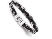 Chisel Stainless Steel Polished Genuine Leather Braided Bracelet