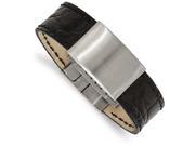 Chisel Stainless Steel Brushed Black Leather Id Bracelet